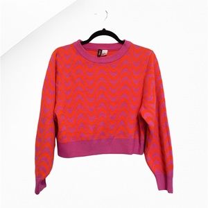 BOGO 🍁 H&M Divided Wavy Stripe Sweater in pink and orange